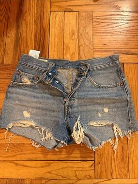 Levi's Light Blue Distressed Denim Cutoff Shorts